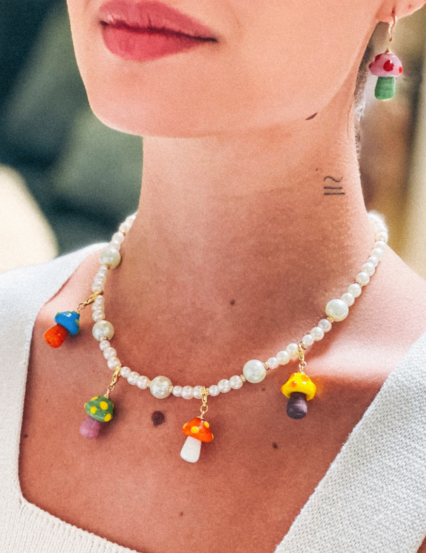 Colored Mushrooms Necklace
