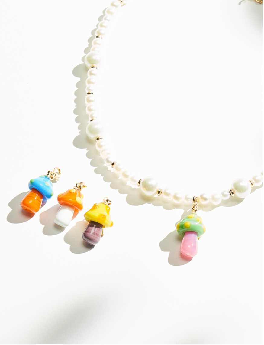 Colored Mushrooms Necklace